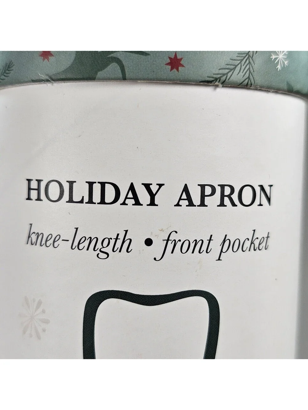 Krumbs Kitchen Holiday Apron Dashing Through the Dough Reindeer Green New